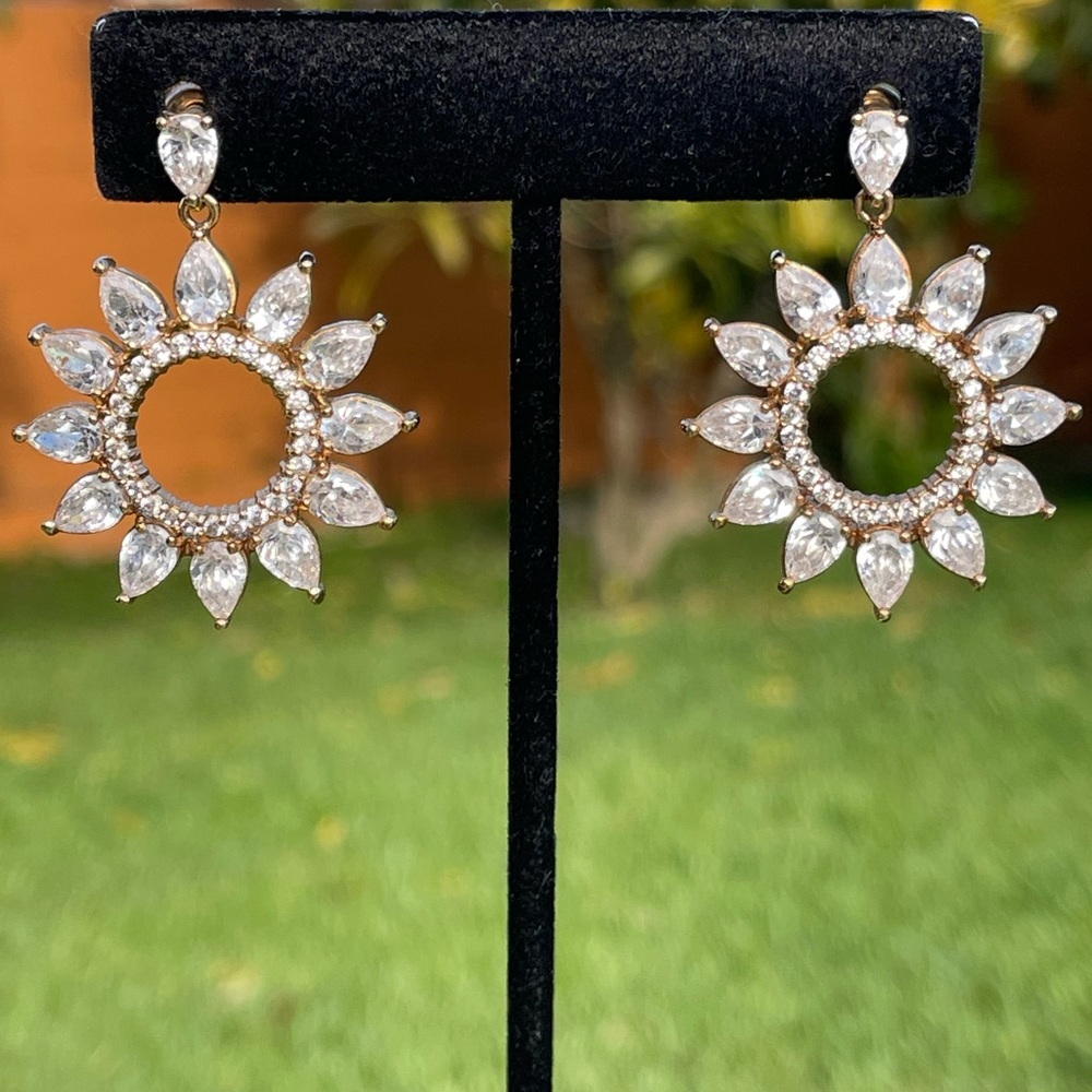 Sunflower Gold Tone Cubic Zirconia JC Thailand Earrings